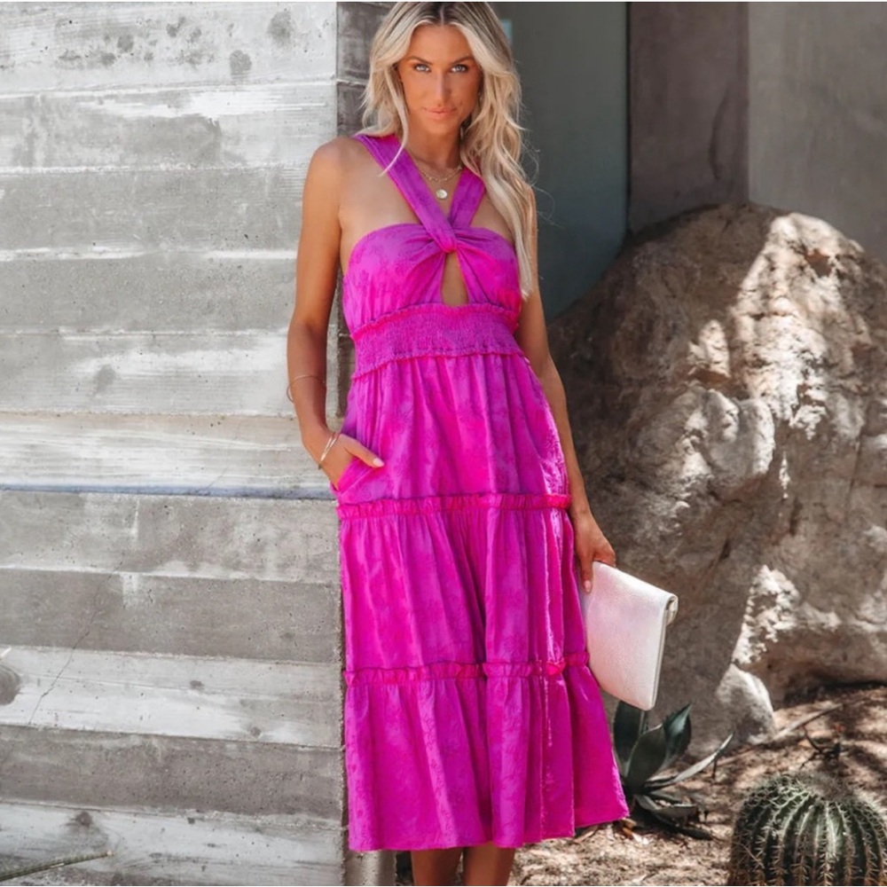 Vici Embroidered Midi Dress